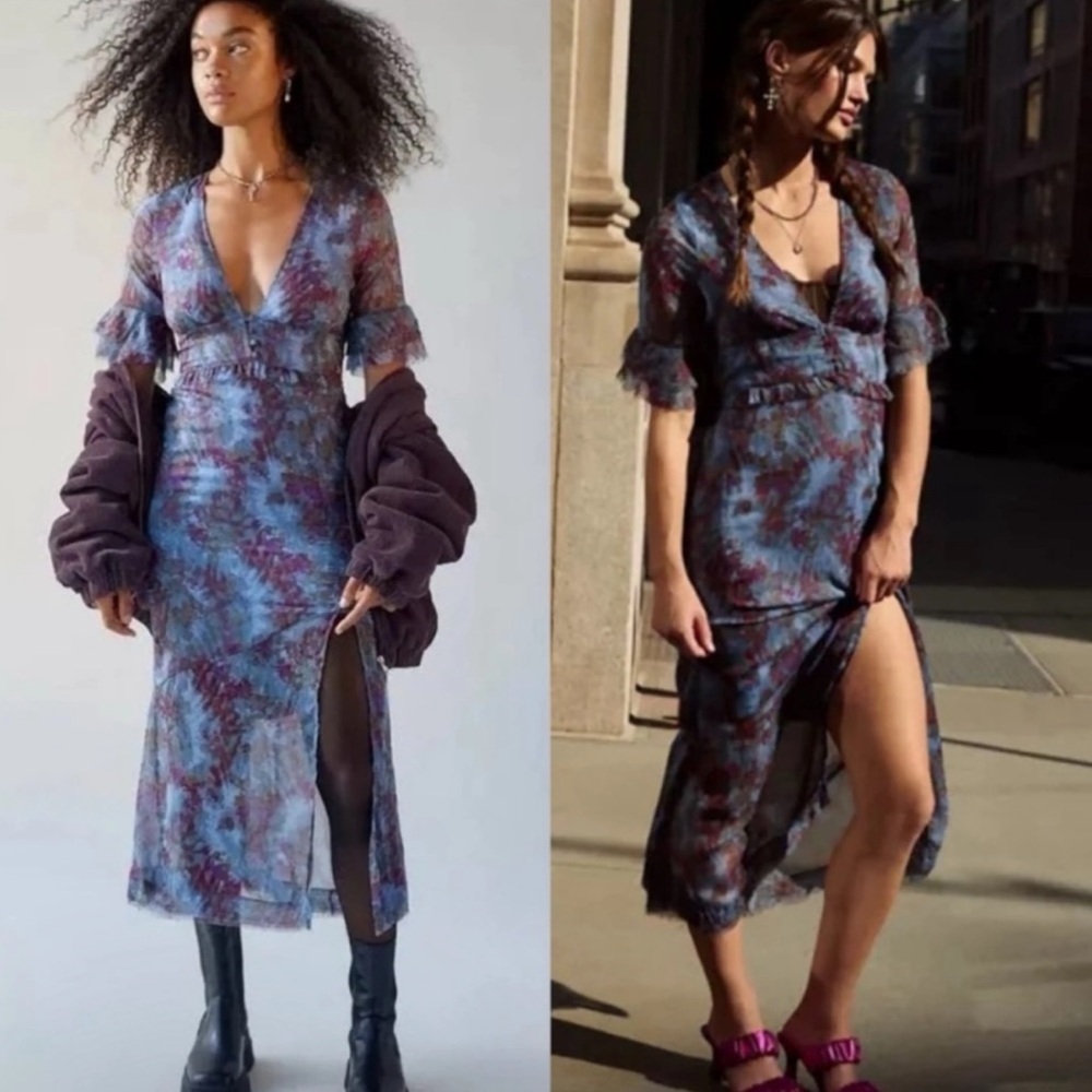 UO Florence Chiffon Midi Dress